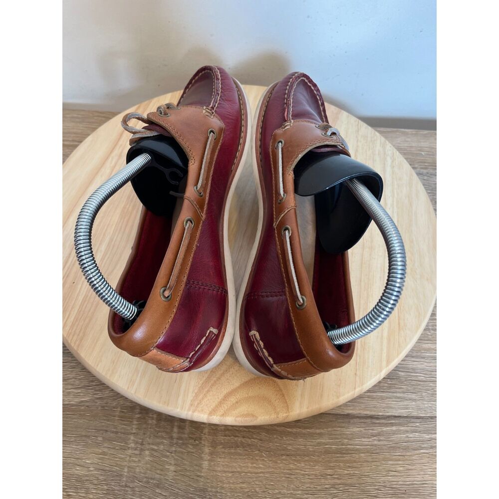 Frye Quincy‎ Womens Size 9.5 Shoes Burgundy Leather Moc Toe Slip On Boat - Picture 6 of 11